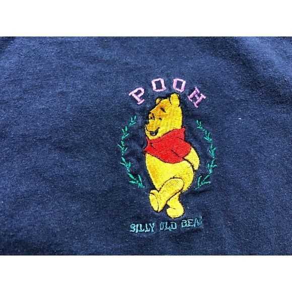 Vintage 90s Winnie The Pooh Women's Embroidered Tee Size Large Blue - Picture 4 of 7